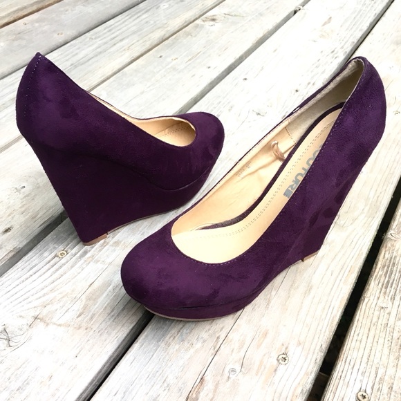 Club Couture Shoes - CLUB COUTURE Purple Faux Suede Wedge